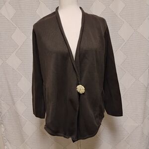 Linnea Elegant Brown Cardigan with Button Detail Women's Size Large